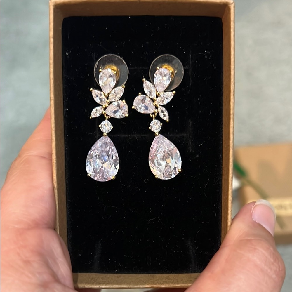 Elegant Silver Crystal Drop Earrings
